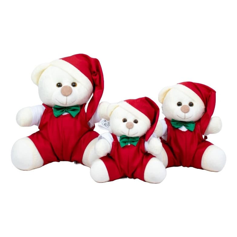 Trio De Ursos Papai Noel Macacão 15/18/22  Pelúcia Natalina