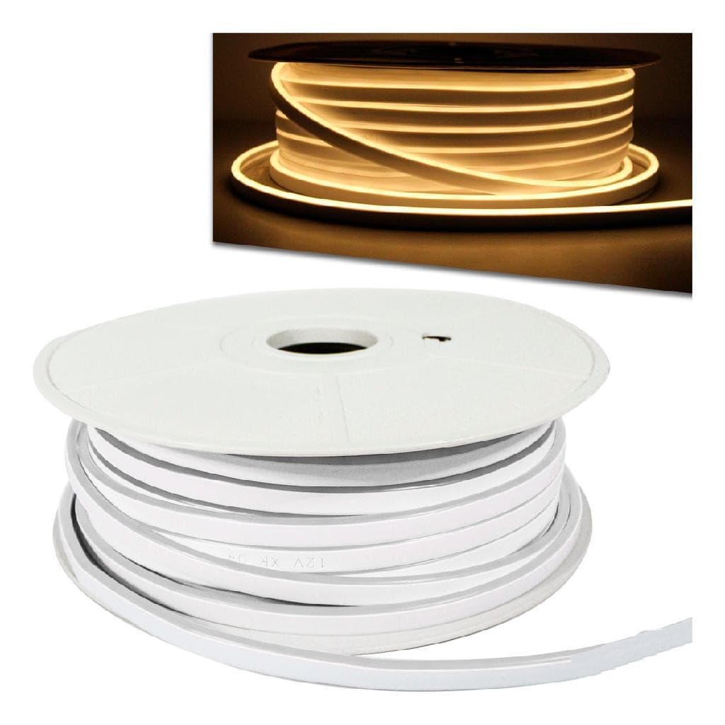 Mangueira De Led Branco Quente 50 Metros 120d 8mm 6x12 Pci Leds
