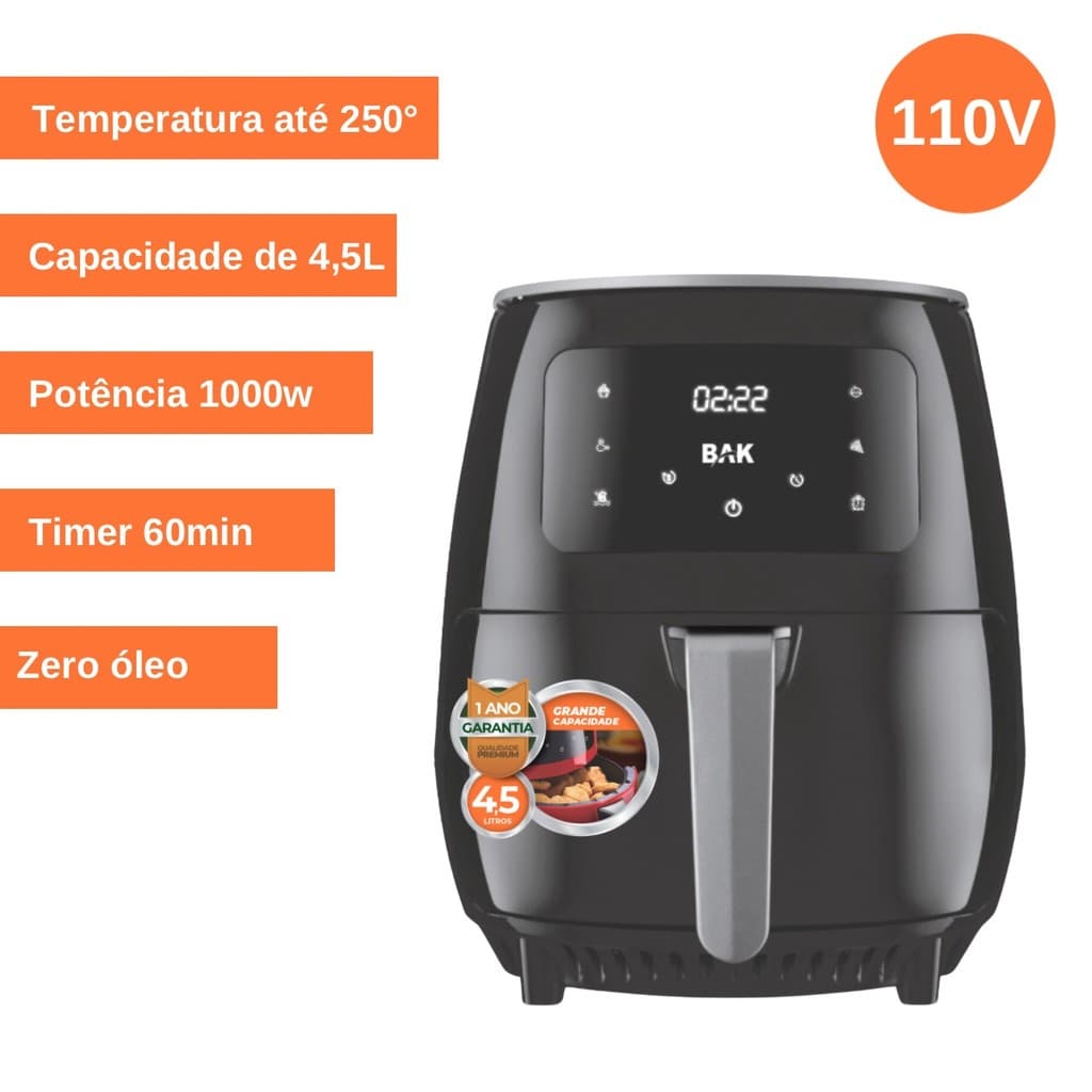 Fritadeira Elétrica Airfryer Bak 4,5l 1000w 127v Star Premium