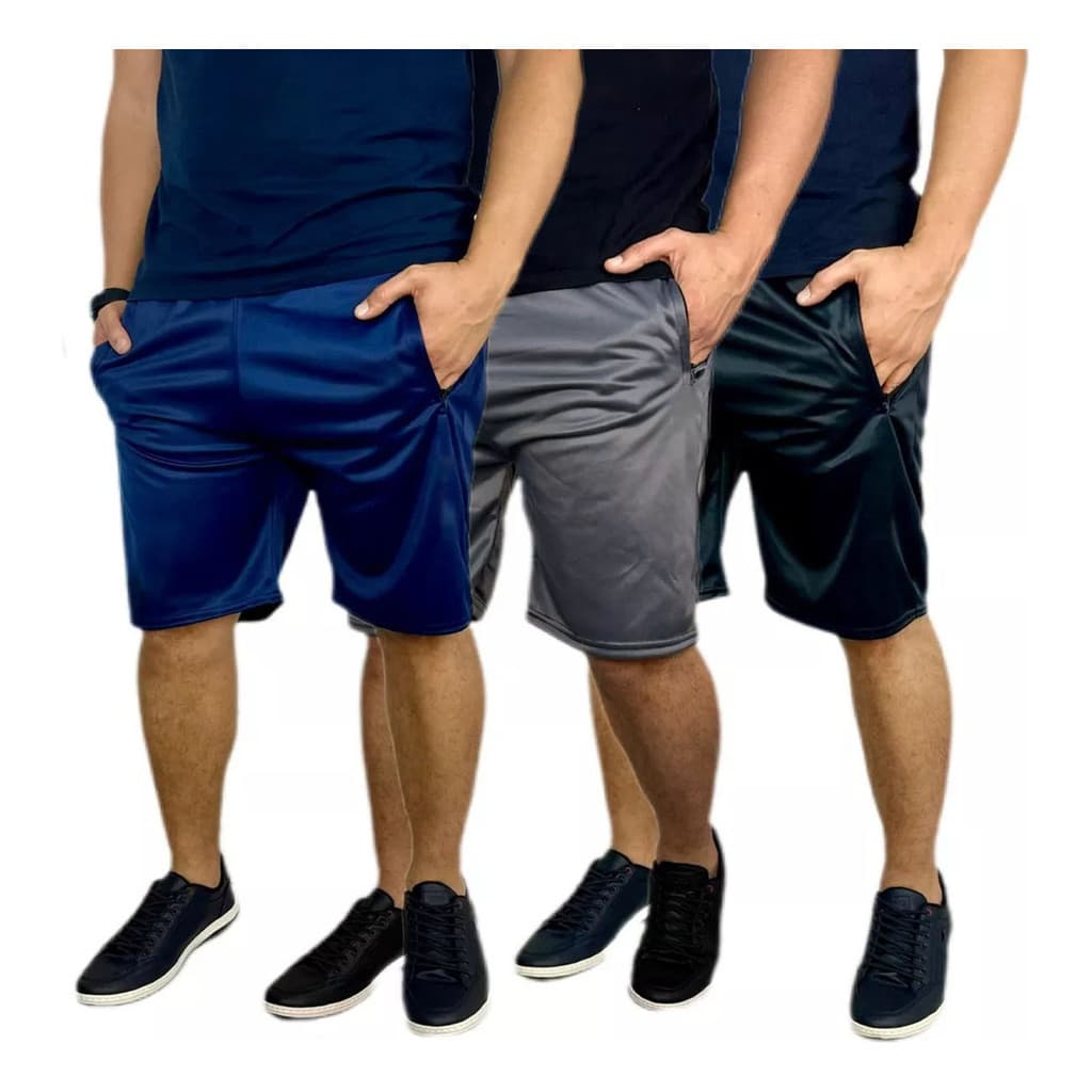 Kit 3 Bermuda Masculino Chimpa Short Esporte Bolso C/ Zíper
