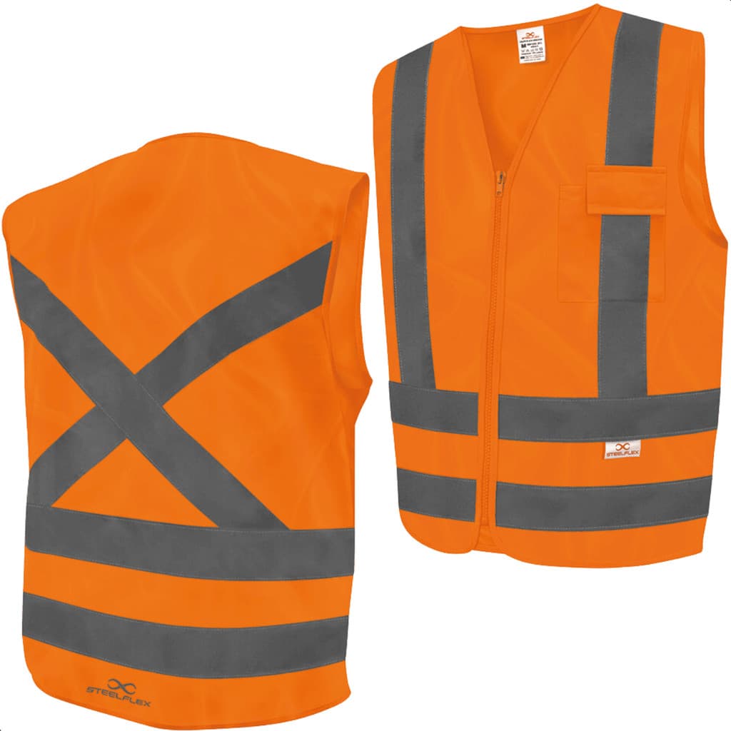 Colete De Segurança Faixa Refletiva Ziper Bolsos Laranja Tamanho M