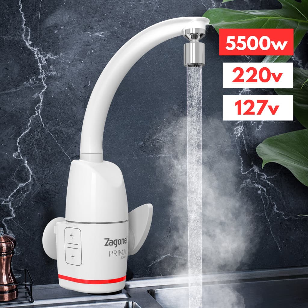 Torneira Elétrica de Parede ou Bancada Prima Touch Branca 5500w 127v 220v  Zagonel torneira cozinha