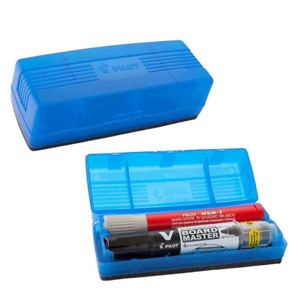 APAGADOR PARA QUADRO BRANCO FLIP TOP PARA LOUSAS E VIDRO ESCRITORIO PILOT COM ESTOJO P/ MARCADORES