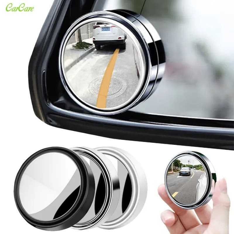 Espelho circular pequeno de carro com ajuste de 360 graus, espelho retrovisor reflexivo ultra-limpo, redução de pontos cegos, assistência de reversão, aumento do ângulo de visão CarCare