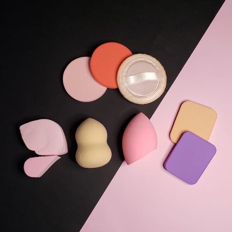 Kit 9 Peças Esponjas de Maquiagem Reutilizavel Base Pó Compacto Item de Beleza Cor Aleatória Esponja Gota - WL