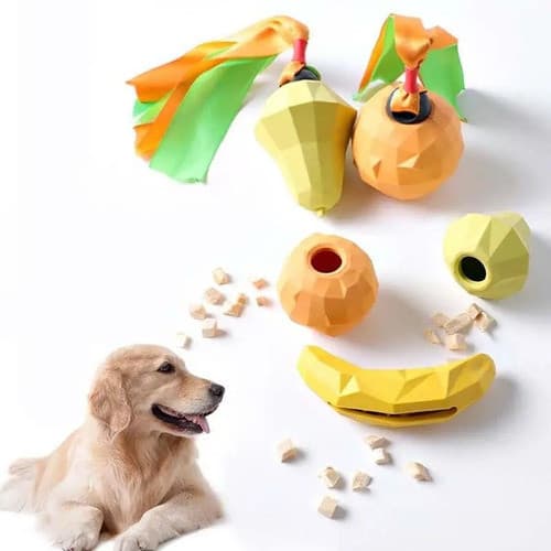 Brinquedo Pet Interativo Recheável Cachorro Cães Frutas Pêra Geométrica Banana porta petisco ração