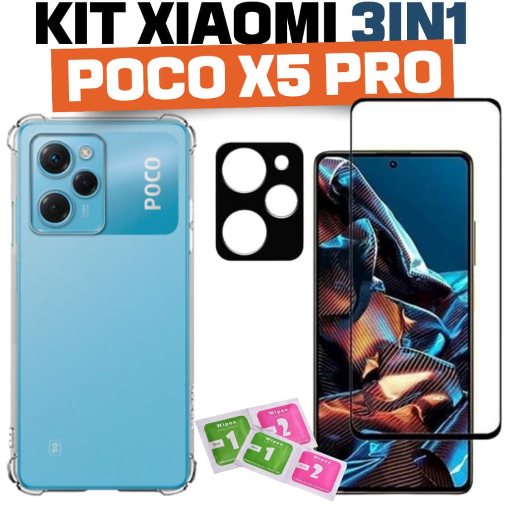 Capa Xiaomi Poco X5 Pro 5G + Pelicula Vidro 3D Tela + Película Vidro Para Câmera