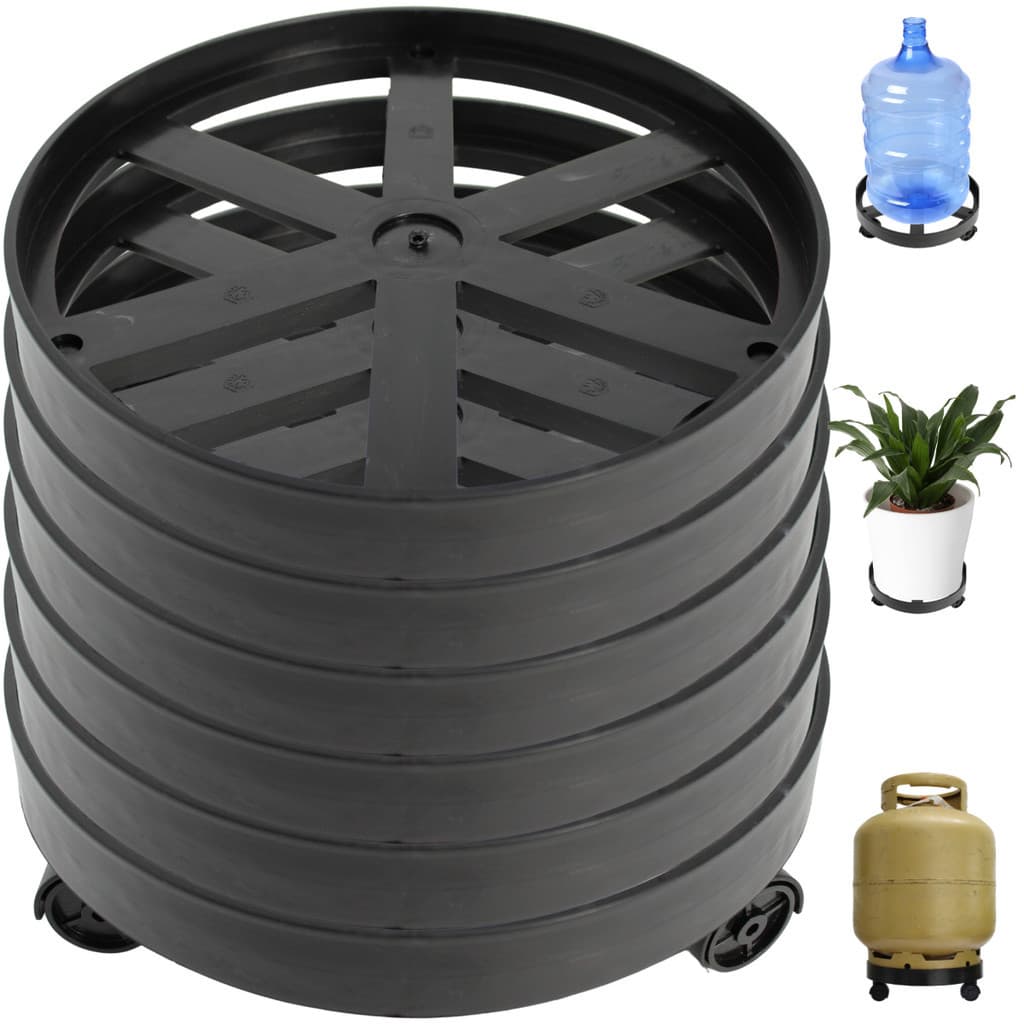 Kit 6 Suportes para Botijão de Gás com Roda Giratórias P/ Carga de Até 55Kg Vaso de Planta Galão