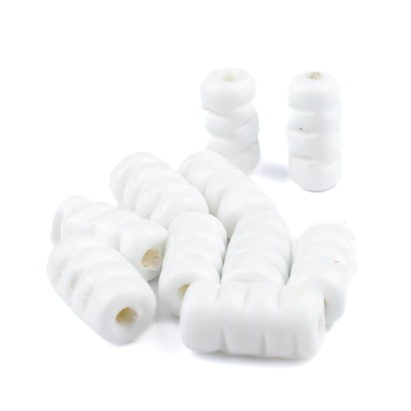 Kit c/ 10 Firmas Frisadas 22mm Branca Leitosa Murano Guias Umbanda Candomblé