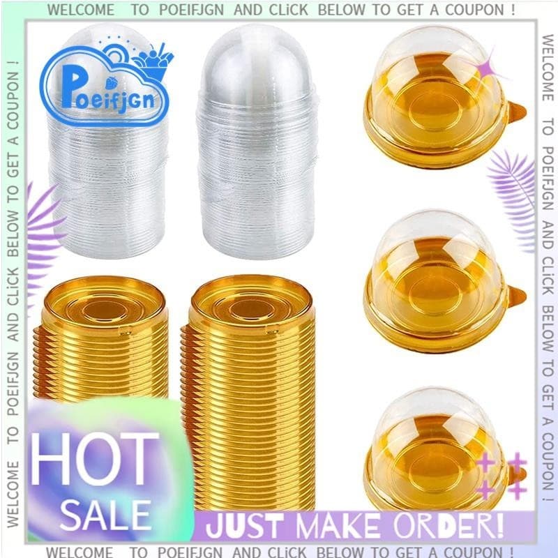 100 PCS Caixa Plástica Transparente Mini Cupcake Redonda De Mooncake Bolos De Sobremesas Muffins Dome