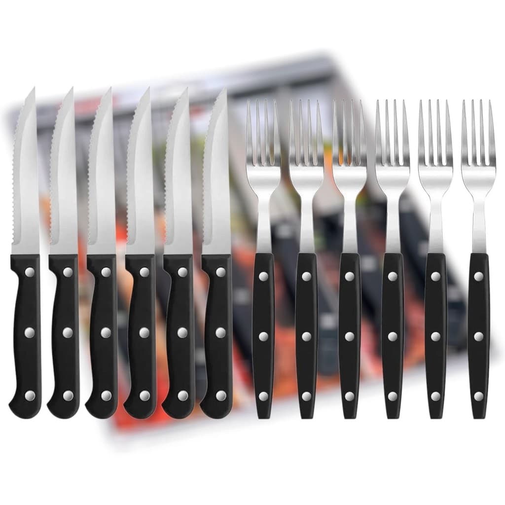 Kit Conjunto Jogo De Talheres Aço Inox 12 Peças Facas Garfos