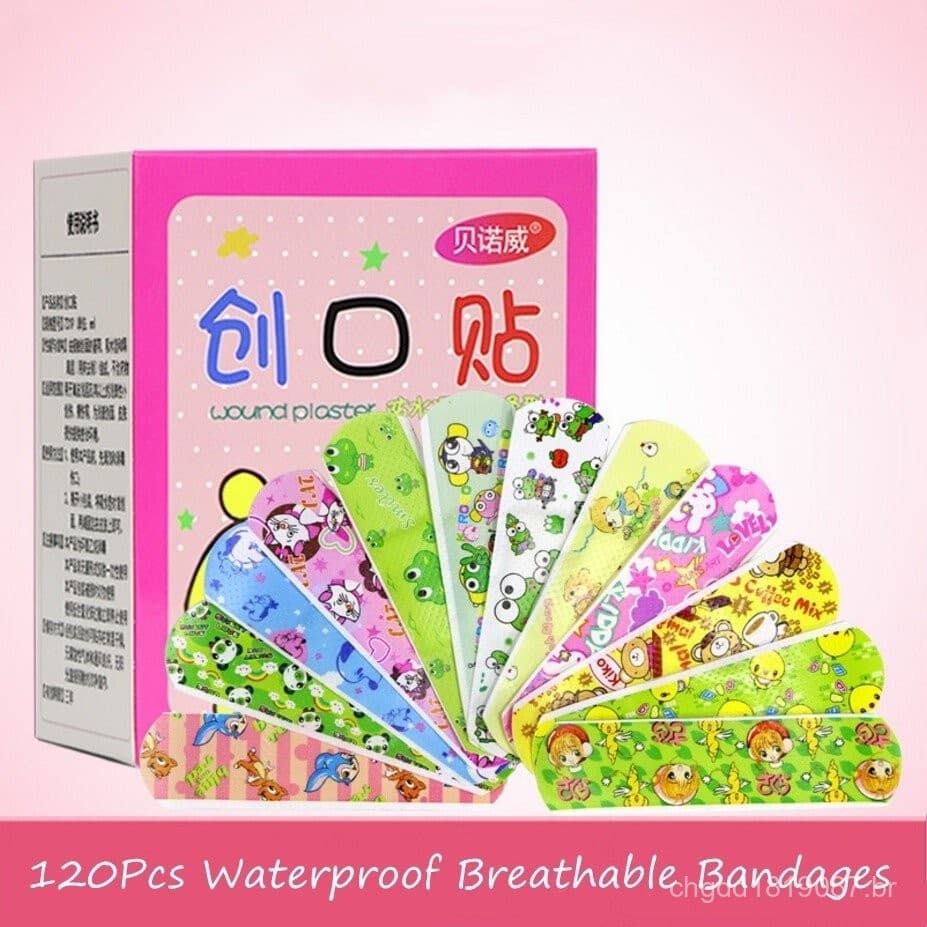 [Stock � 120 120Pcs Bandagens Respiráveis Impermeáveis Cute Cartoon Band Aid Hemostasia Bandagens Adesivas
