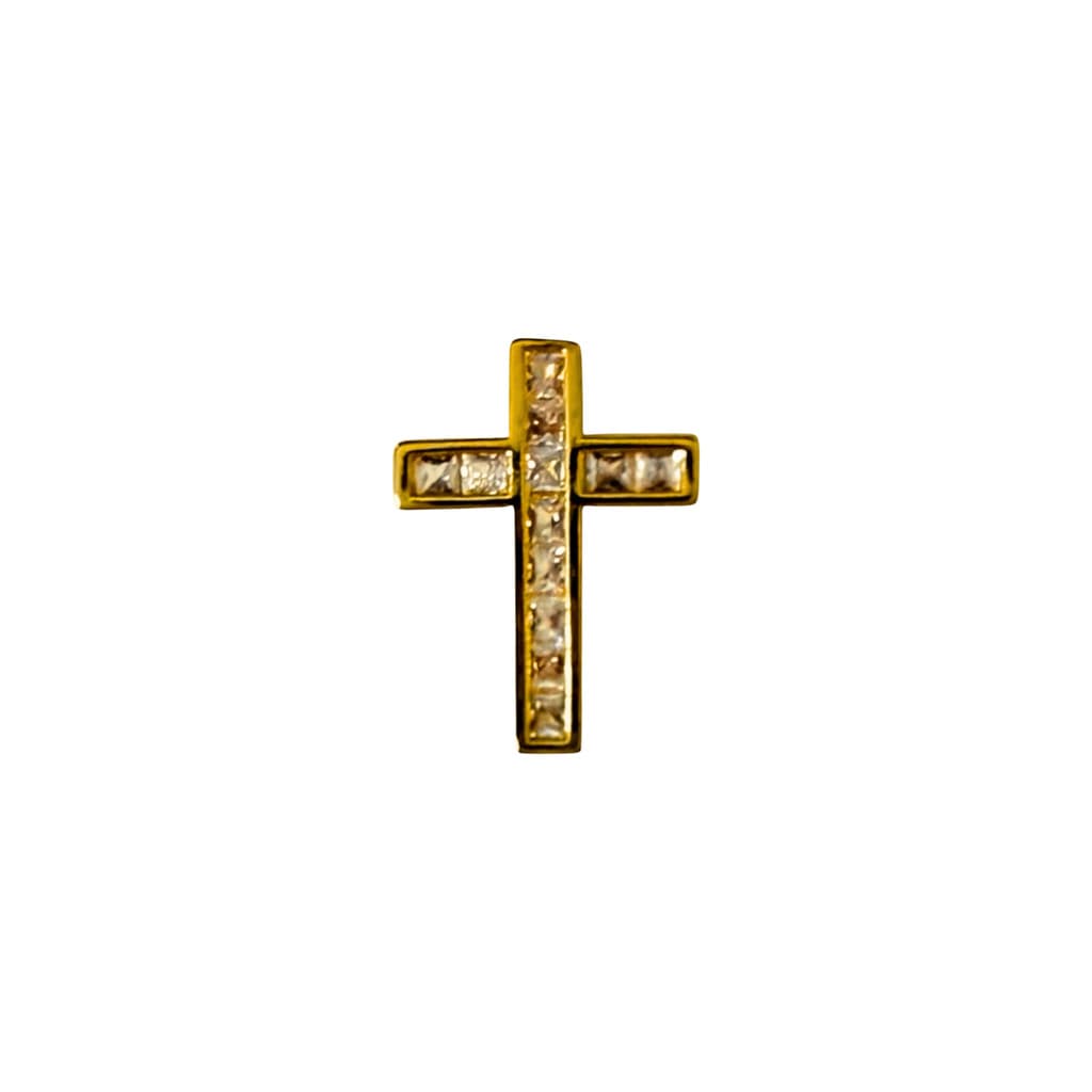 Pingente Crucifixo Cravejado Banhado a Ouro 18k Cruz Semijoia Ciela 1,4x1,9 cm