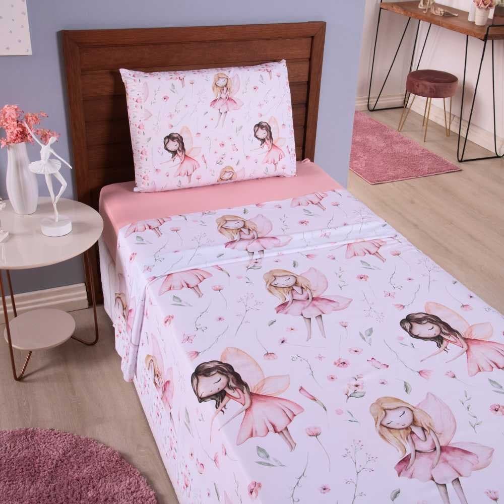 Jogo de Cama Infantil 3 Peças - Várias Estampas - Dino/Princesa/Futebol/Fada - Menina/Menino