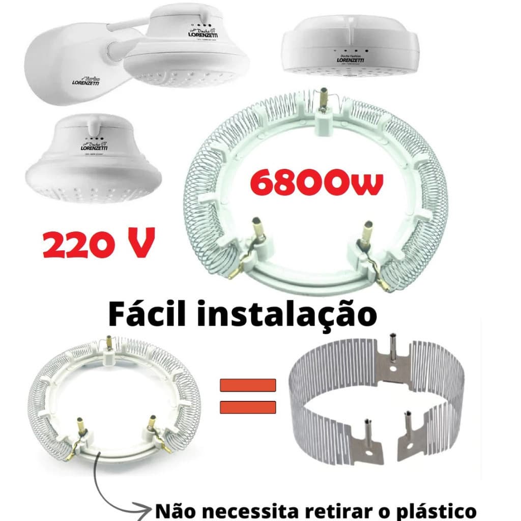 Resistência Bella Ducha4T  Ultra 4T Para Chuveiro Multitemperatura Lorenzetti 220v (6800w)