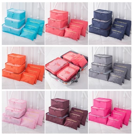 Organizador Necessaire Mala Kit 6 Pratico Look Roupas Viagem
