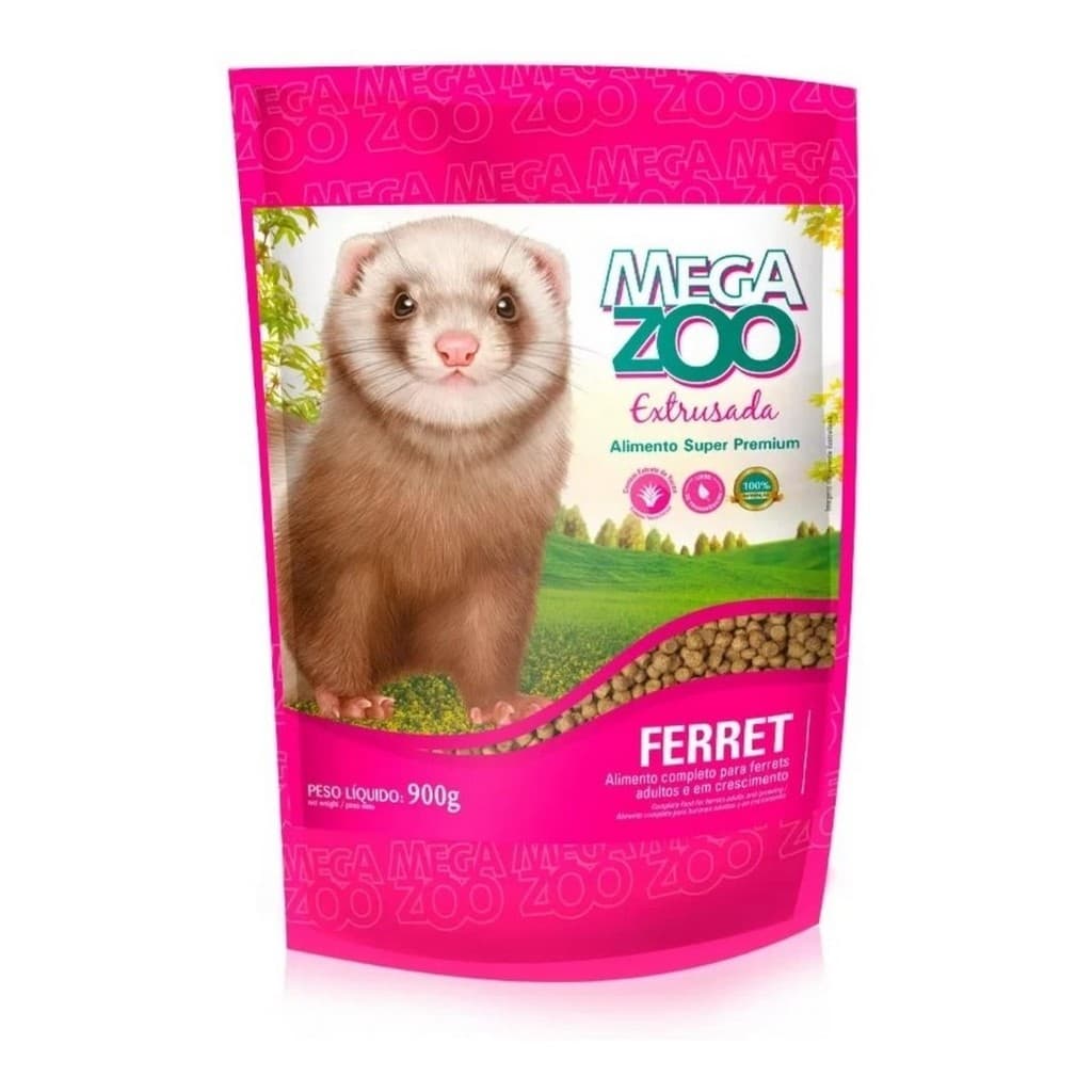 Ração Megazoo Ferret 900g Super Premium Extrusada Para Furão Nutrição Balanceada