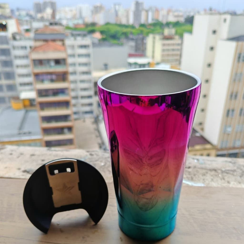 Copo Térmico 473ml 3d Titanium Diamante Com Tampa E Abridor