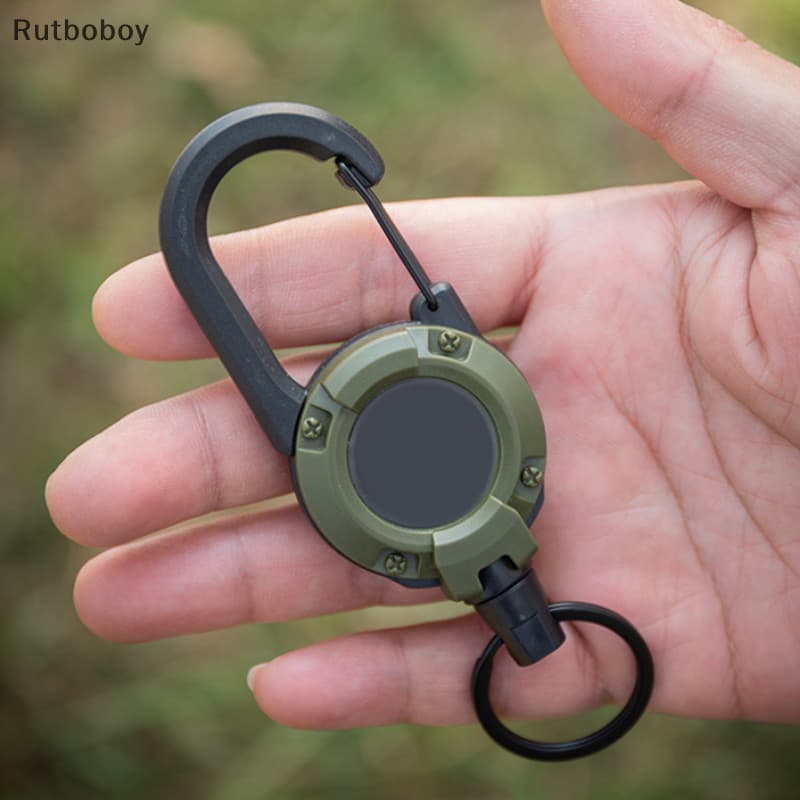[Rut] Retrátil Externo Fio Corda Carretel De Chaveiro Com Cabo De Aço Ferramenta COD