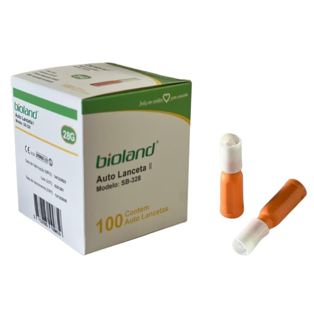 Auto Lanceta Retrátil 28g Com 100 Unidades - Bioland