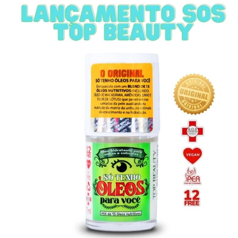 Óleo Hidratante de Cutículas e Unhas S.0.S Top Beauty - Só Tenho Óleos Para Você