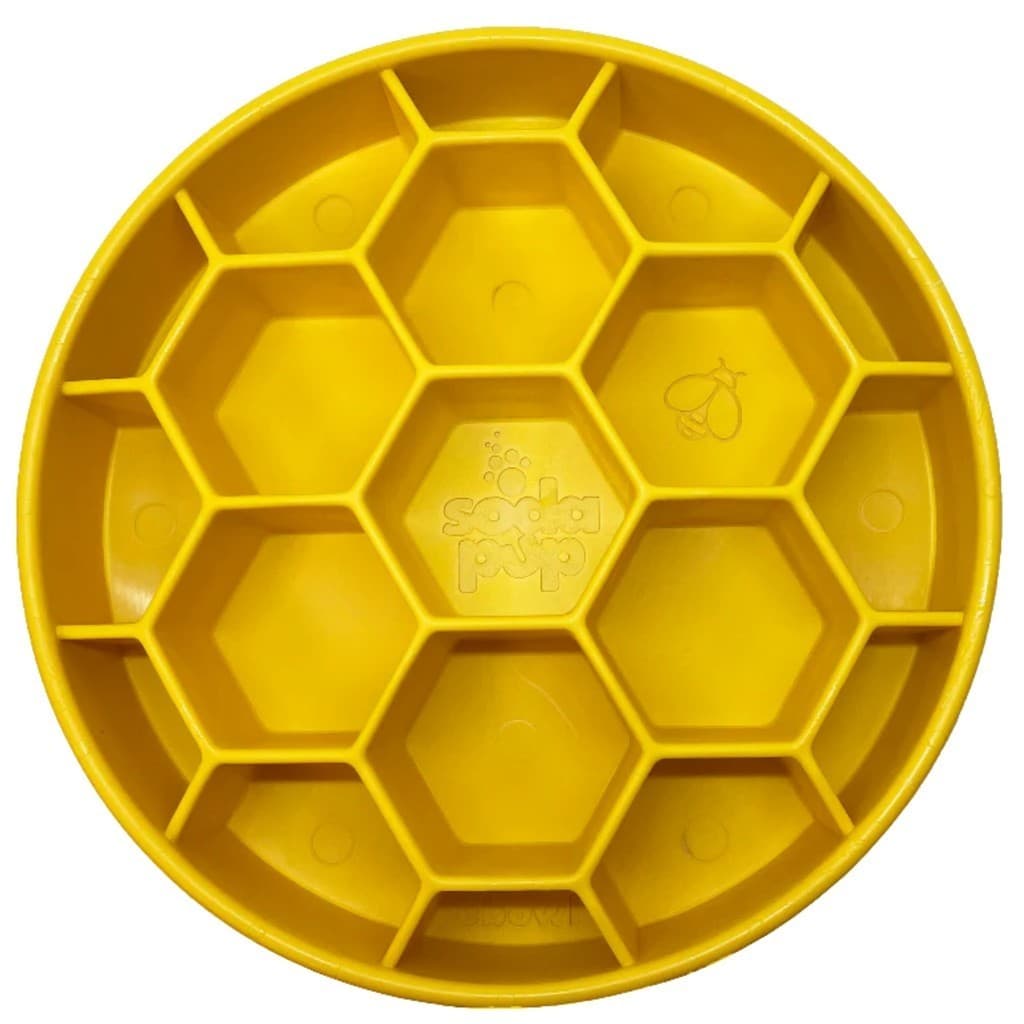 Comedouro Lento Honeycomb eBowl SodaPup Para Cachorro - Amarelo