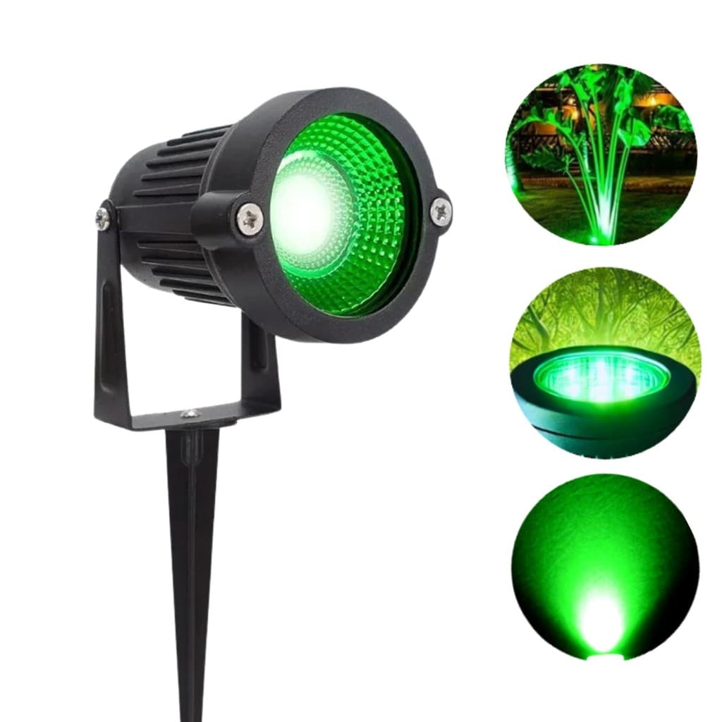 LUMINÁRIA ESPETO DE JARDIM VERDE COB LED 7W BIVOLT GRAMA GRAMADO QUINTAL EFEITO ARVORE