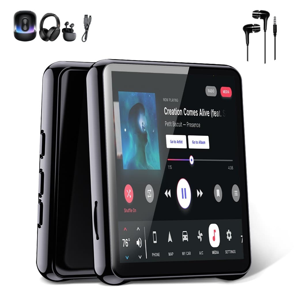 Tela cheia Bluetooth MP3 MP4 Player Alto-falante embutido E-book Vídeo Música com fones de ouvido