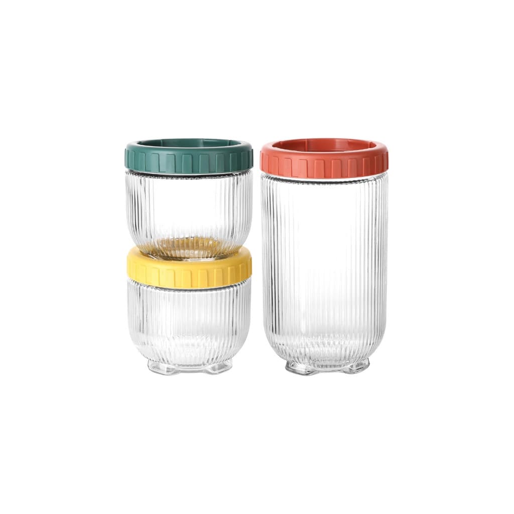 Jogo De Potes De Vidro 1 Pote 950ml + 2 Potes 450ml Zahav