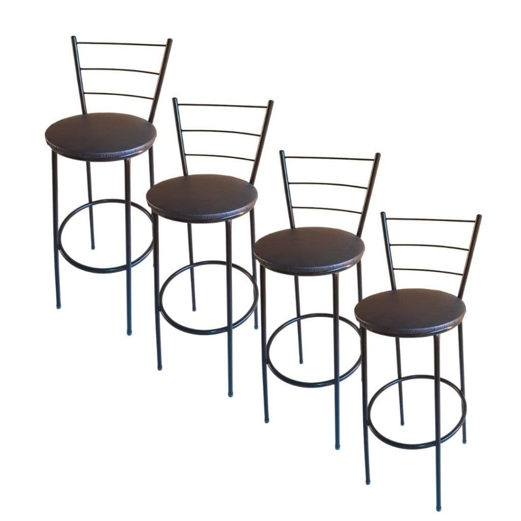 Kit 4 Banqueta Alta Banco Bistro Tubo Preto Cozinha Área Gourmet 70cm Altura Até Assento