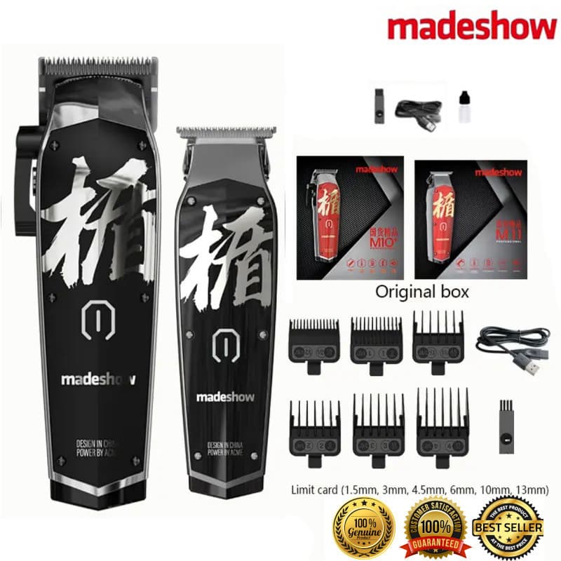 Madeshow Máquina De Cortar Cabelo M11 + M10 Profissional Salão De Cabeleireiro Barbeiro Tesoura Entalhe Cabeça Óleo Elét