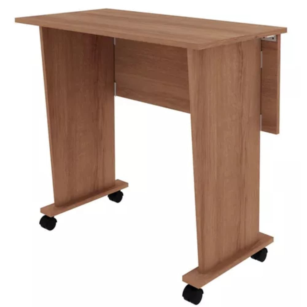 Mesa Dobrável ME4117 Tecno Mobili com Rodízios, Amêndoa, MDP 25mm, Acabamento BP Fosco, 80x73x40cm, Compacta e Versátil