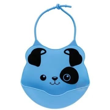 Babador Em Silicone Com Pega-migalhas Azul - Cachorrinho - Buba