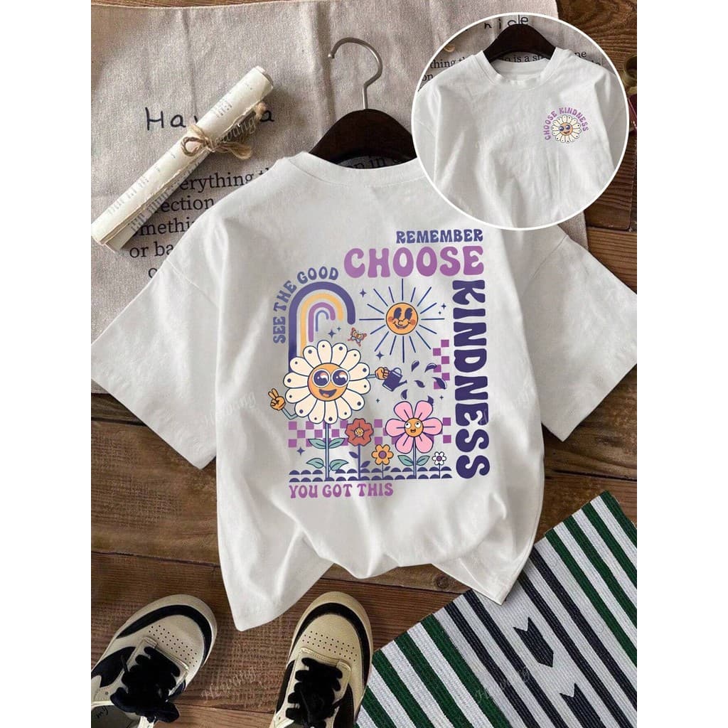Camiseta Feminina Flores Indie 100% Algodão Hippie Casual