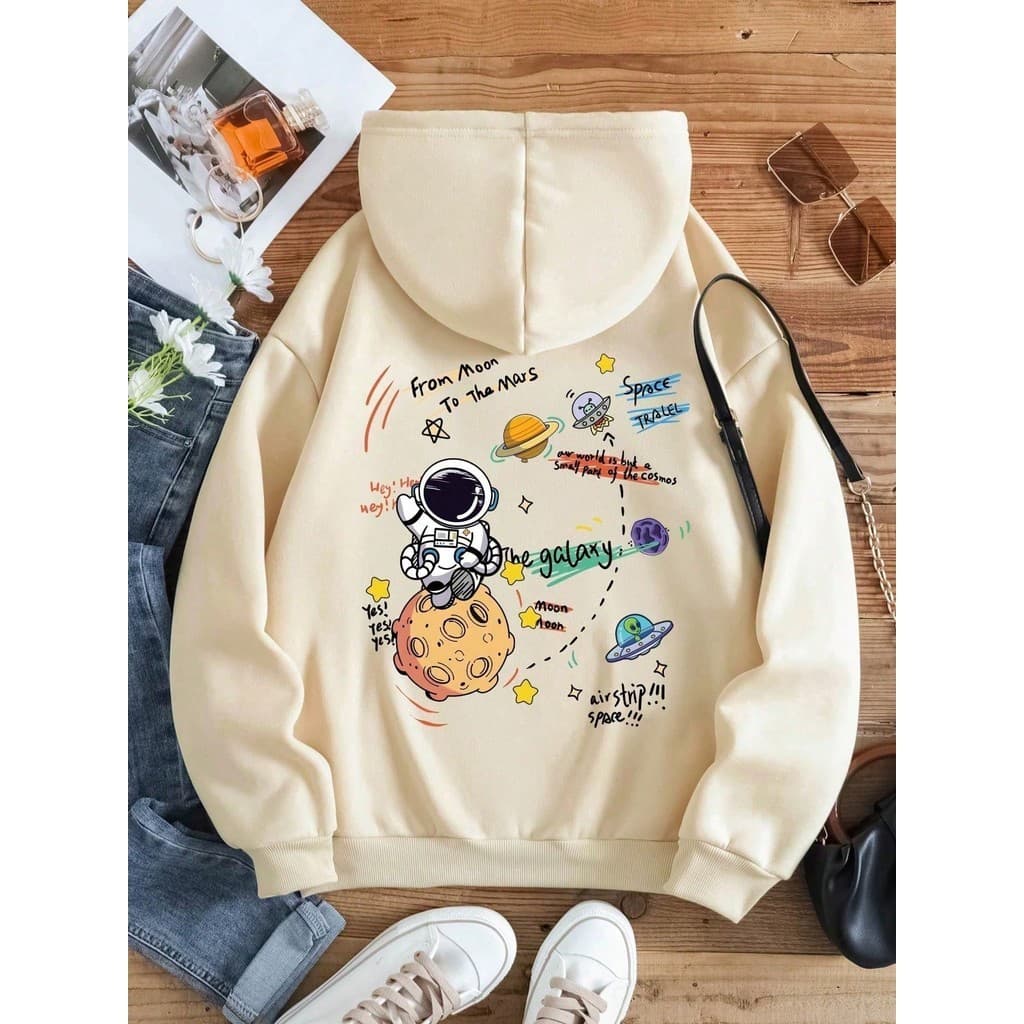 Moletom Feminino Canguru Blusa De Frio Estampado Com Desenho Animado