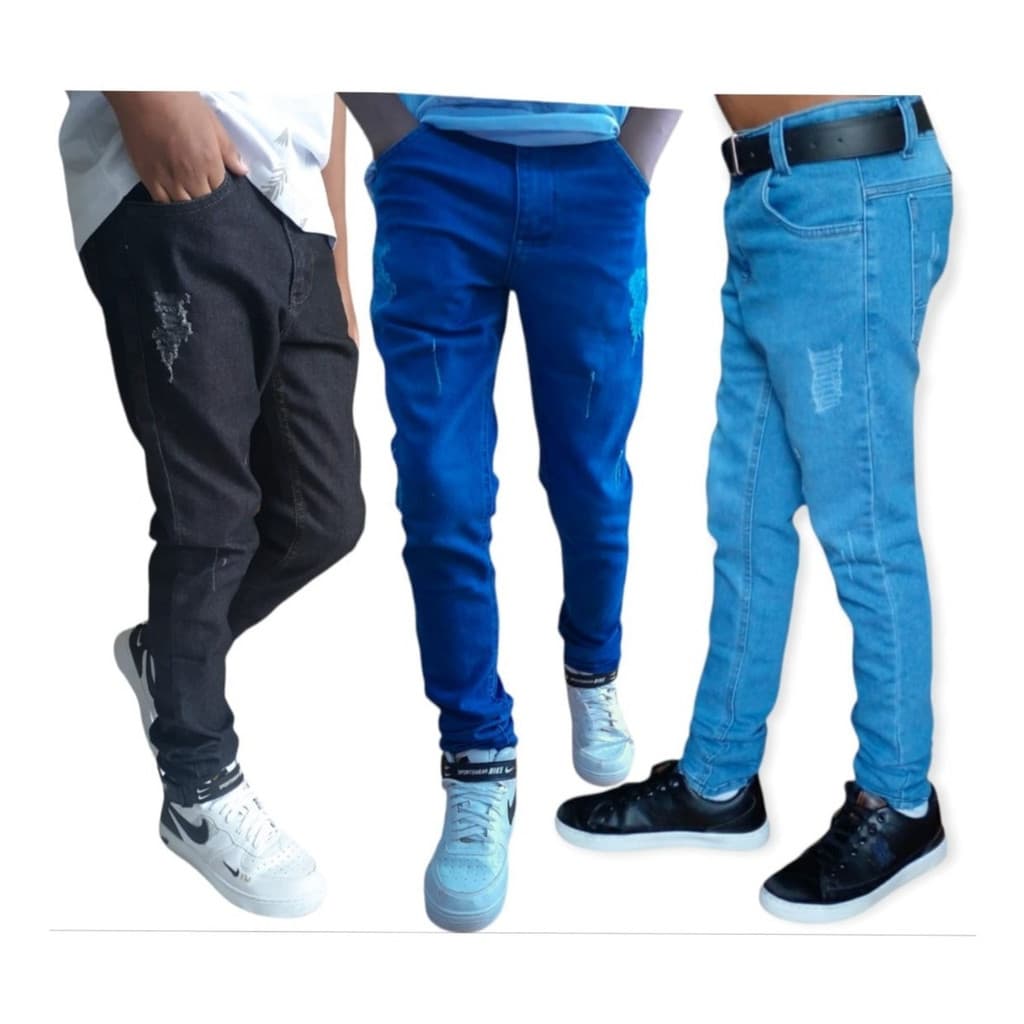 Quite 3 Calças Para  Menino Jeans  Masculina  10 Ao 16
