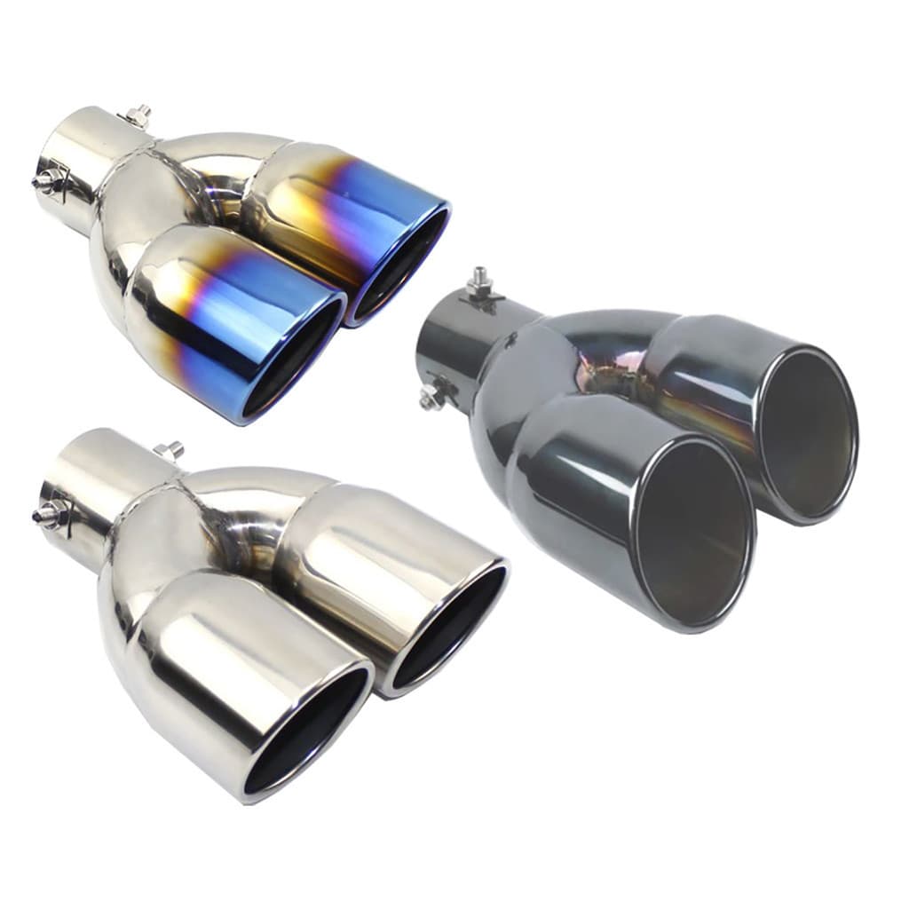 Acessorios automotivos Ponteira Escapamento Aco Inox Esportiva Dupla Saida Reta Universal Preta Cromada Burned Tip
