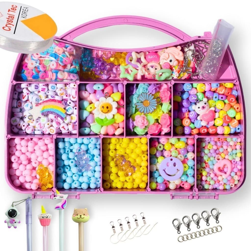 Kit Maleta de Miçangas Coloridas Pulseira Infantil 2200 Pçs
