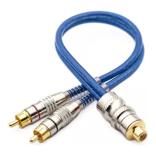 Cabo Y Rca 1 Femea E 2 Machos Azul Blindado Tech One 5mm