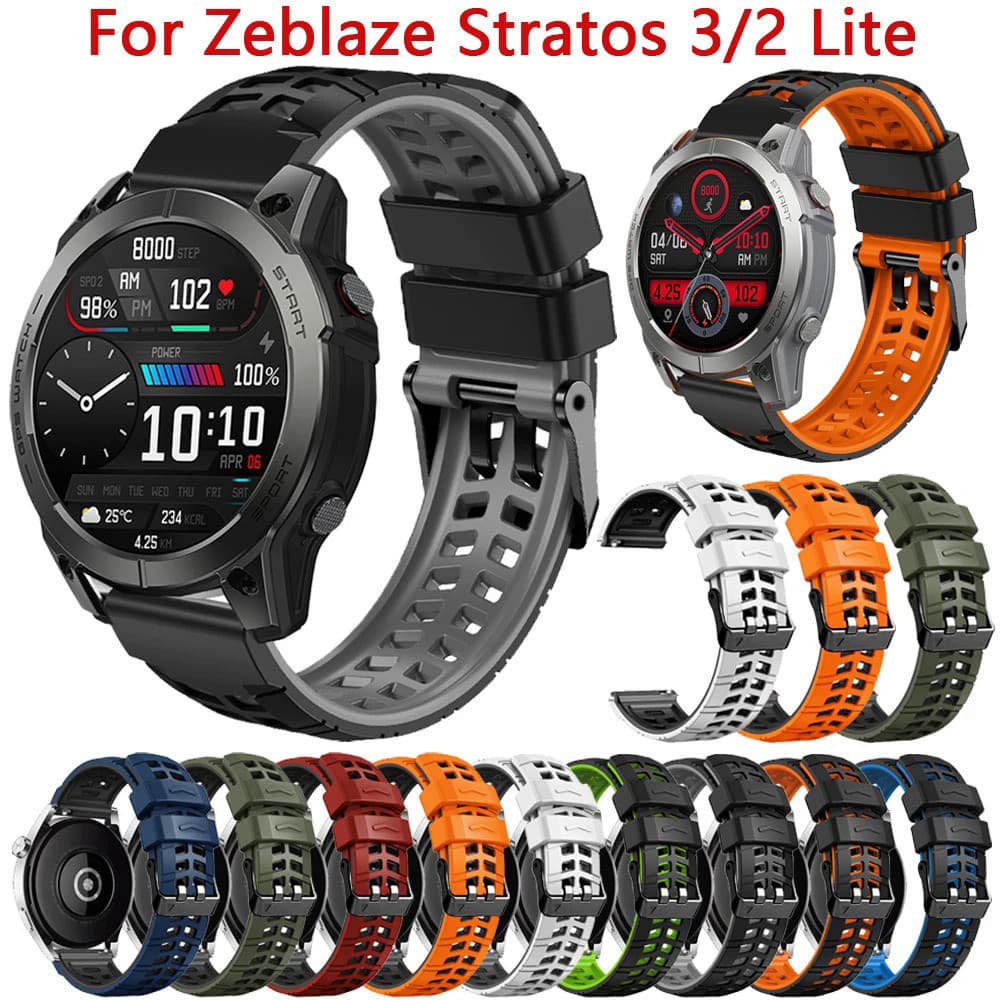 22mm Silicone Pulseira Pulseira Para Zeblaze Stratos 3 2 Lite Além 2 Btalk Swim Watch Band Vibe 7 Pro Pulseira Correa