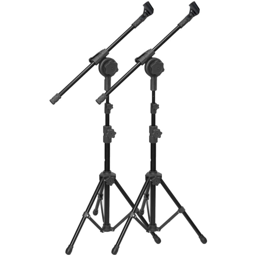 02 Suporte Tripé Pedestal Para Microfone Com Gatilho de 2 Estágios Preto + Cachimbo