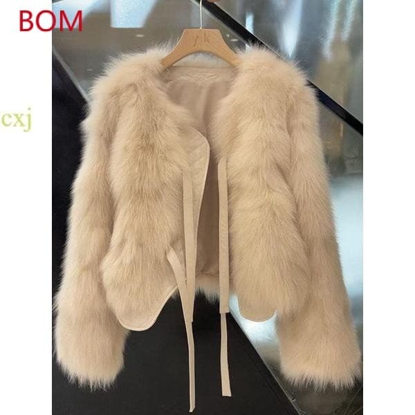 Influenciador De Luxo Leve Imitação Raposa Pela Mulher Mais Fina 202 Inverno Novo Estilo Jaqueta Curta Moda Jovem Casaco