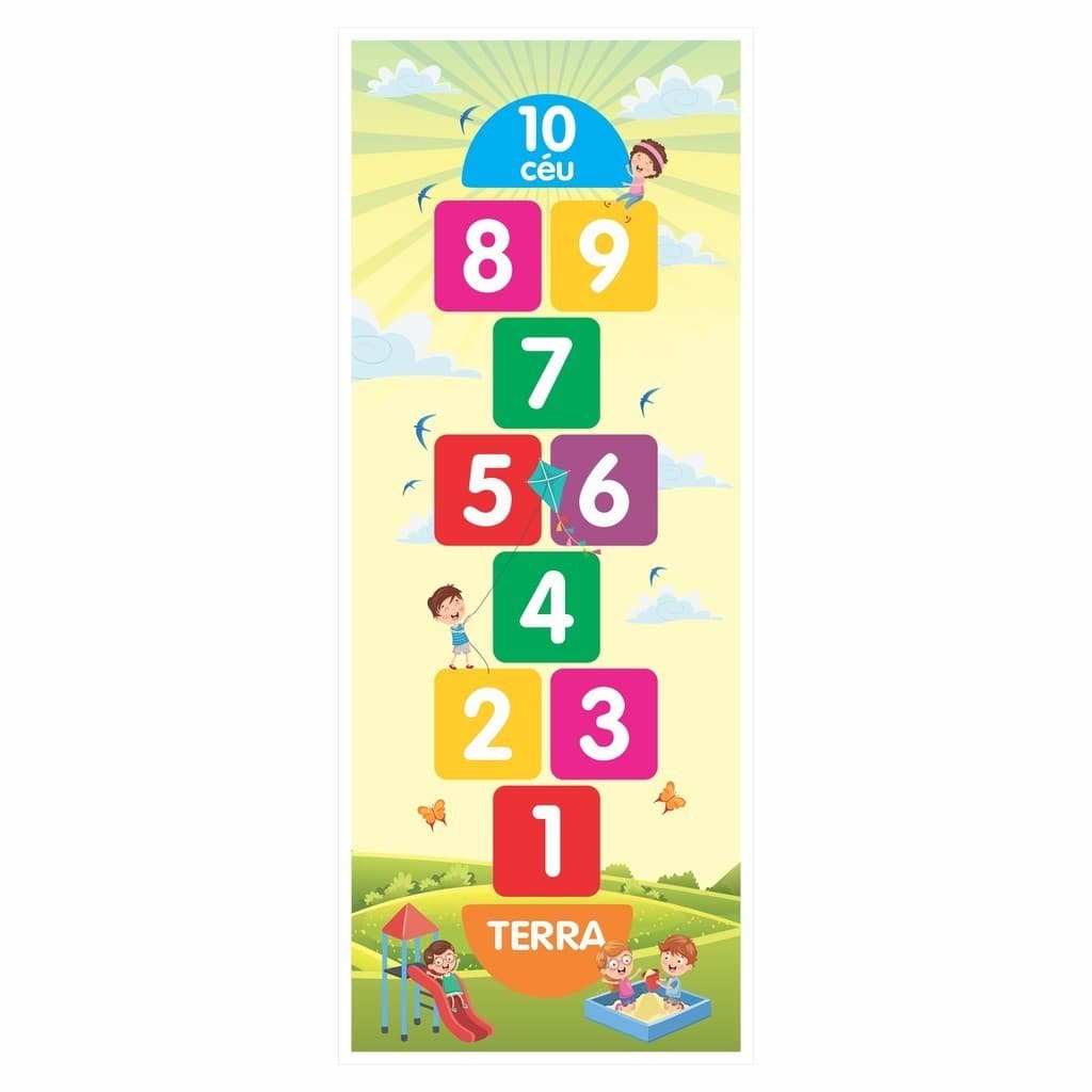 Amarelinha Jogo Infantil Impermeável Brincadeira Atividade Crianças Educativo Pedagógico Fun160