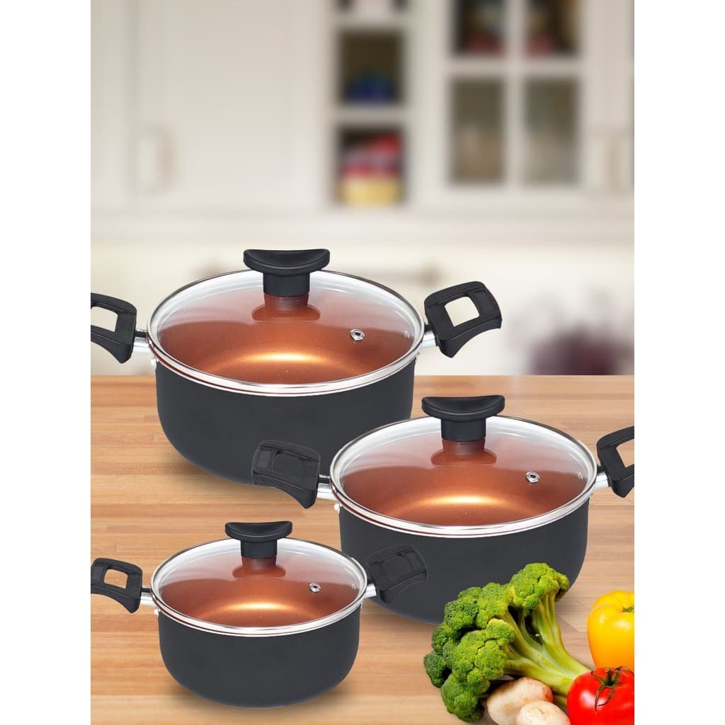 Kit 3 Panelas Teflon Caçarolas 16 18 e 20 Antiaderente 3 Peças
