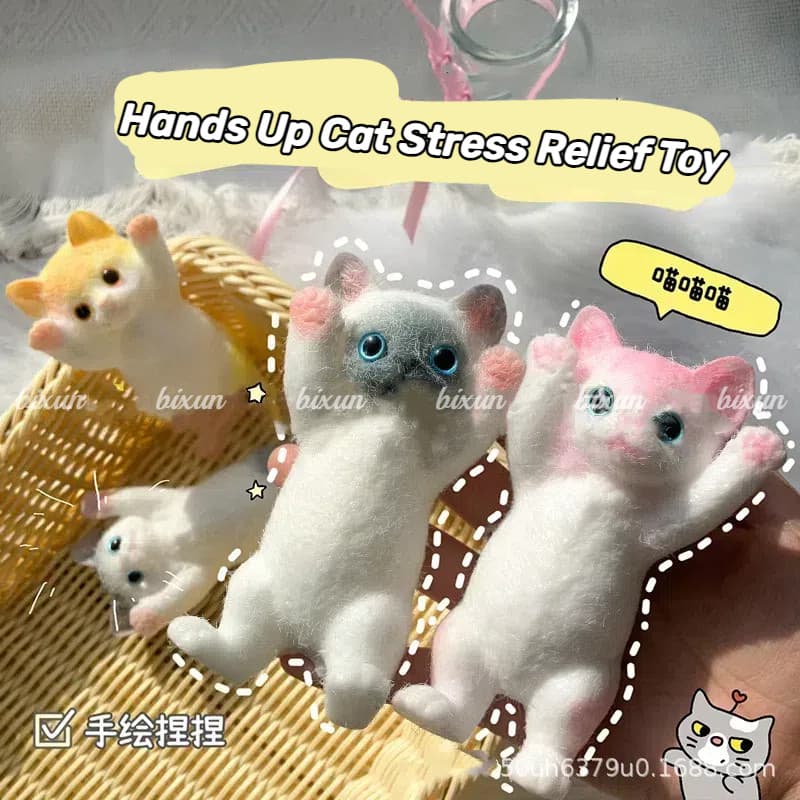 Kawaii Hand Up Gato Pitada Squeeze Lento Rebote Brinquedos Alívio Do Estresse Ventilação Ansiedade Para Crianças