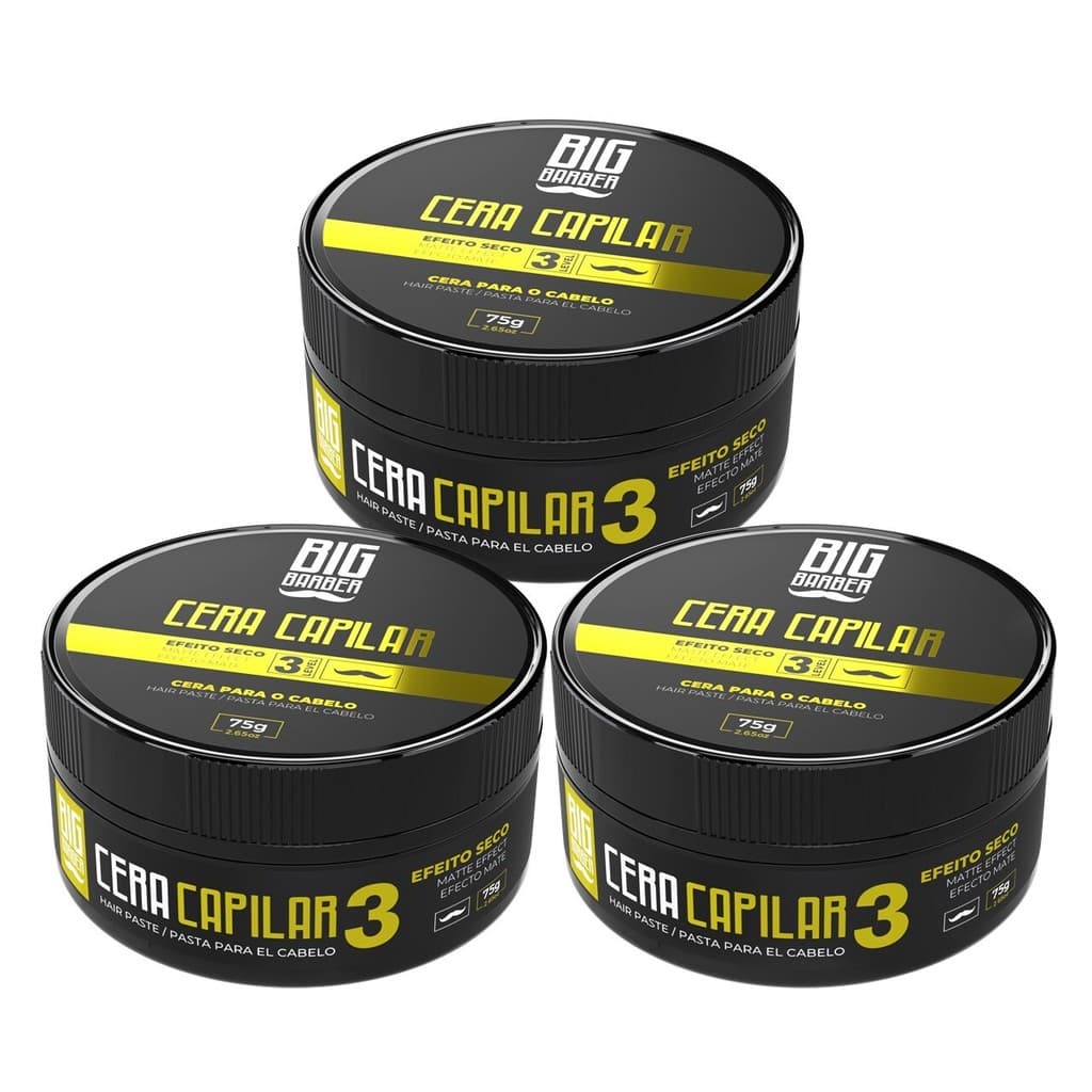 Cera Capilar Matte Seco Big Barber 75g Level 3 Caixa Com 3 Unidades
