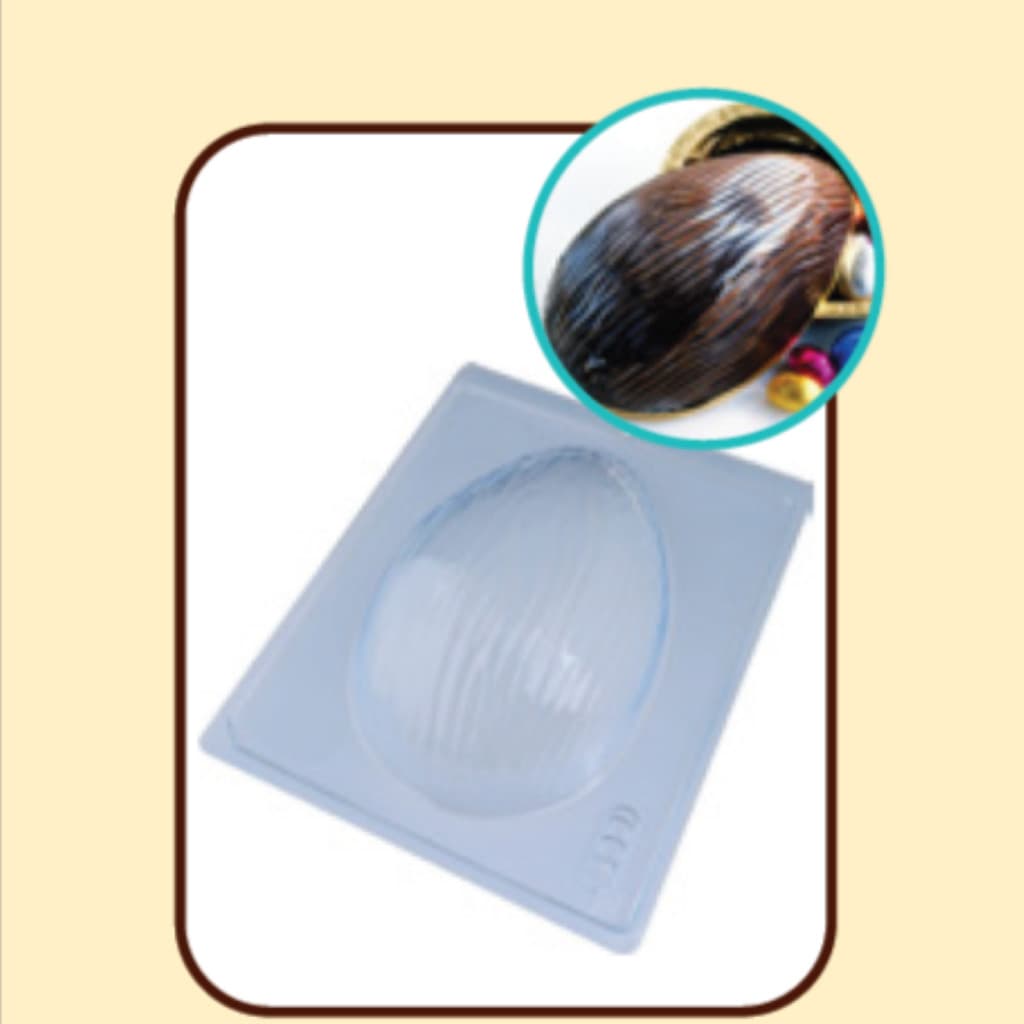 Forma com Silicone 3 partes para Chocolate Ovo de Páscoa 500 g Riscado - Forma para chocolate - Forma ovo de Páscoa