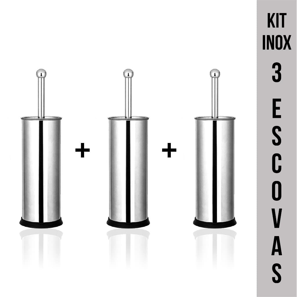1, 2 ou 3 Escova Sanitária Inox Lisa Resistente à Ferrugem Elegante Moderna e Durável