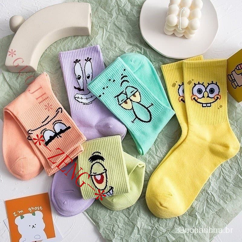 GUOJH ( 5 Pares De Meias ) Meias Unissex Bob Esponja, Meias De Casal