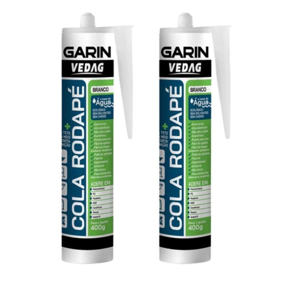Kit Com 2 Cola Rodapé 400gr Poliestireno para Madeira Gesso Isopor